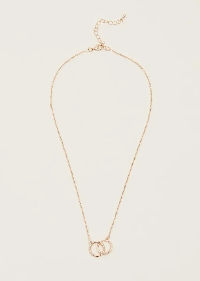 Gold Two Ring Necklace Rose Gold Women Phase Eight Jewellery