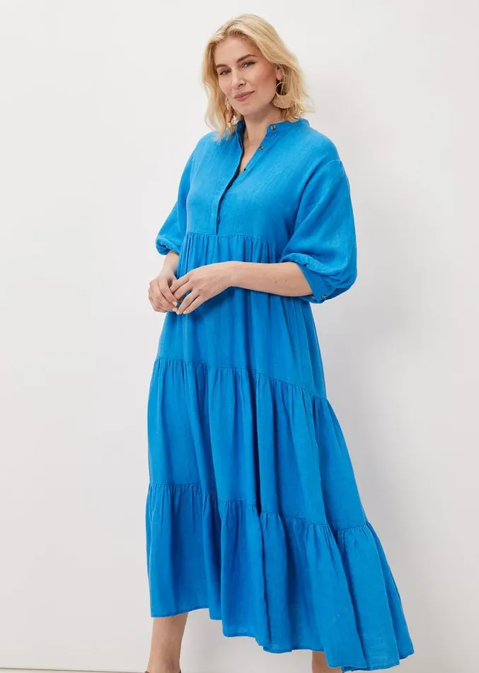 Gracie Tiered Maxi Dress Azure Blue Women Phase Eight Dresses