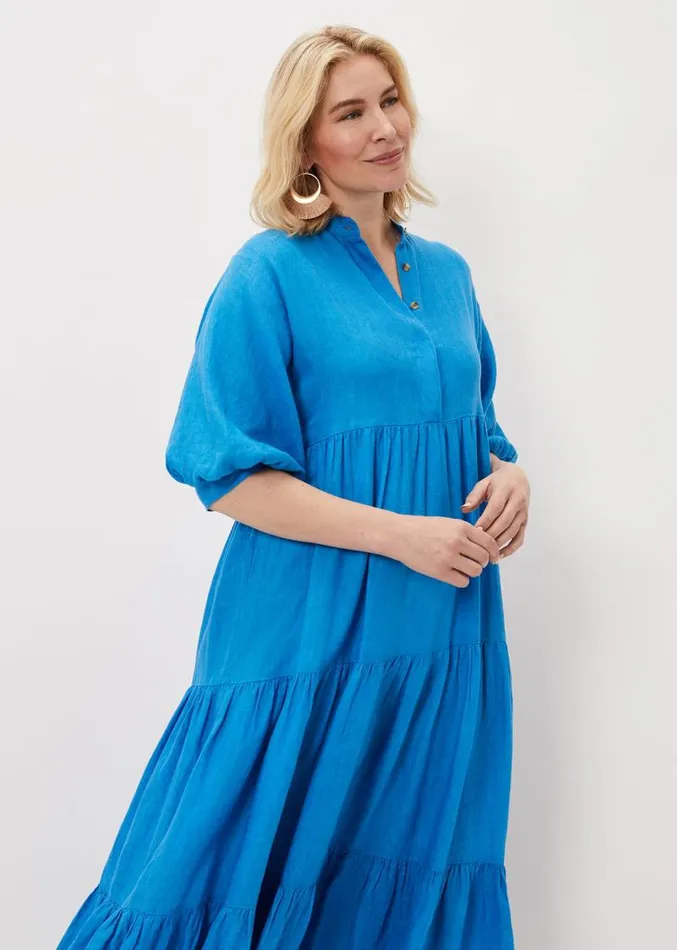 Gracie Tiered Maxi Dress Azure Blue Women Phase Eight Dresses