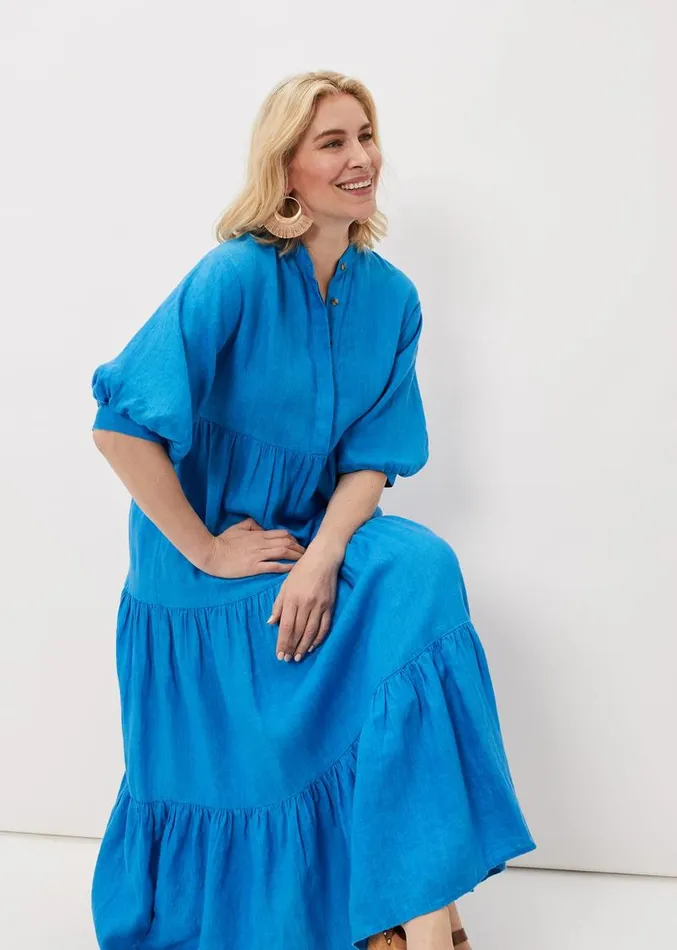 Gracie Tiered Maxi Dress Azure Blue Women Phase Eight Dresses