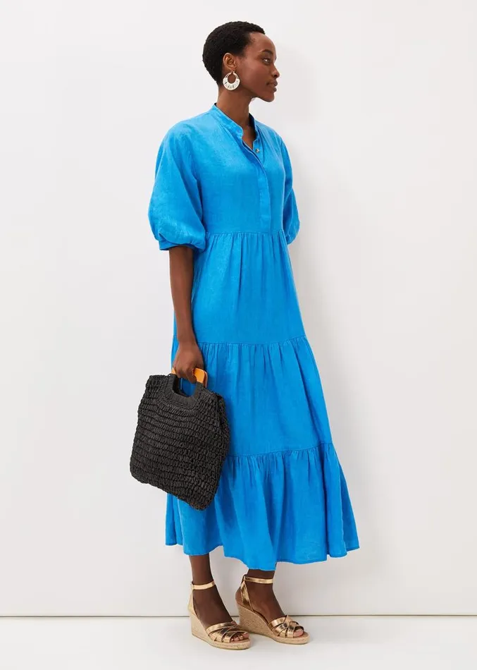 Gracie Tiered Maxi Dress Azure Blue Women Phase Eight Dresses