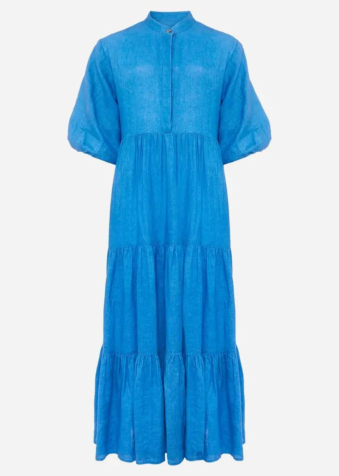 Gracie Tiered Maxi Dress Azure Blue Women Phase Eight Dresses