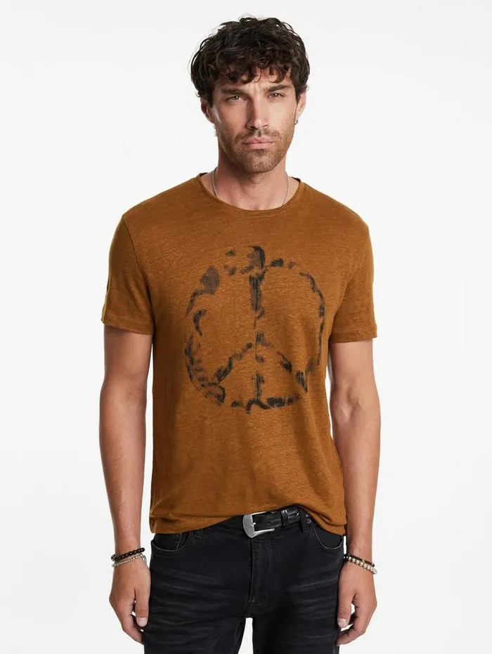 Graphic Tees Men John Varvatos SPRAY PEACE TEE Flax Heather
