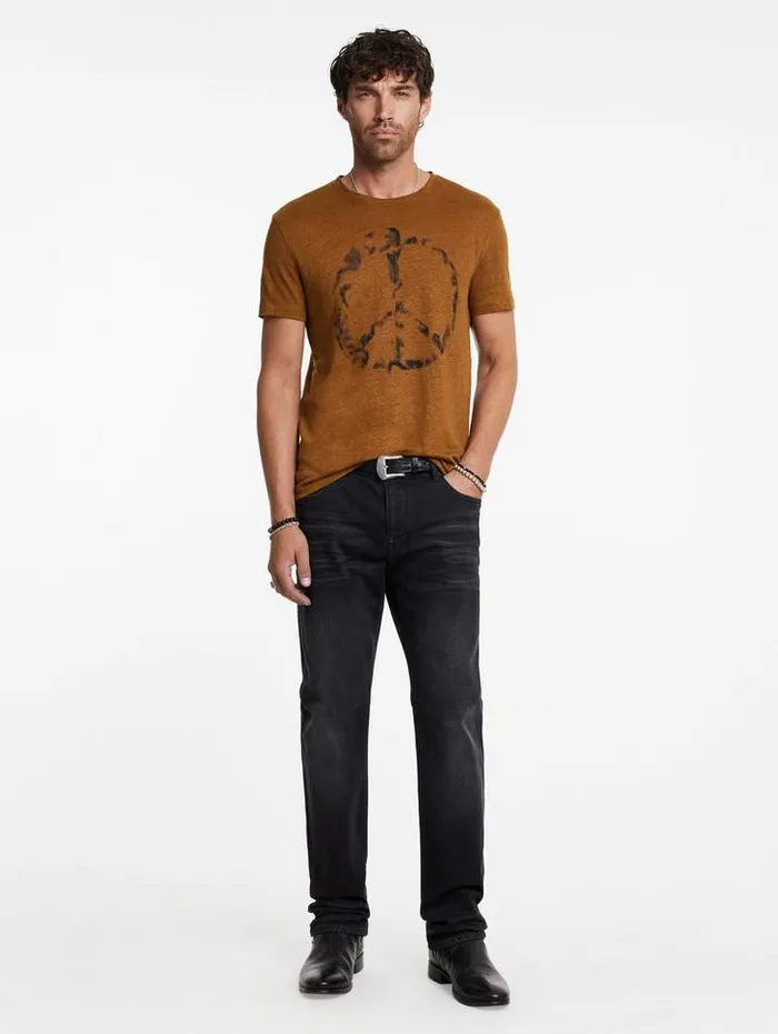 Graphic Tees Men John Varvatos SPRAY PEACE TEE Flax Heather