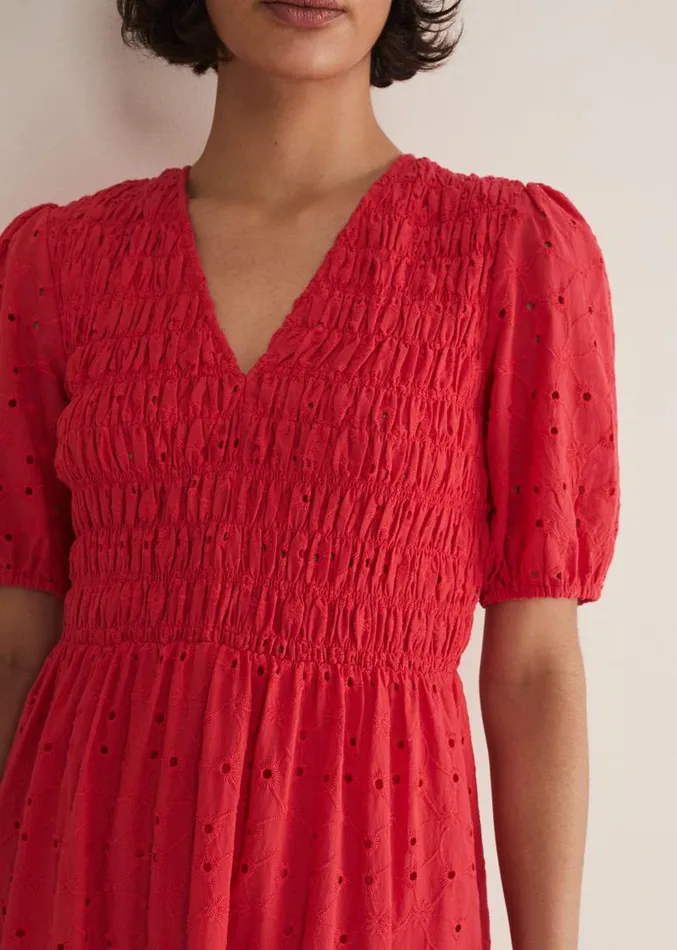 Gretta Broderie Midi Dress Pink Women Phase Eight Dresses