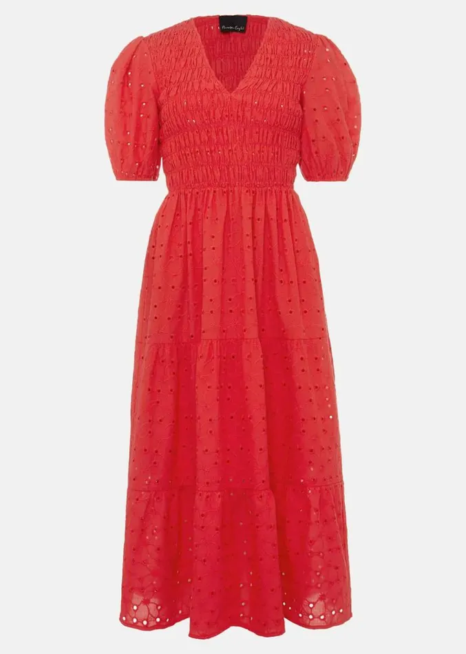 Gretta Broderie Midi Dress Pink Women Phase Eight Dresses