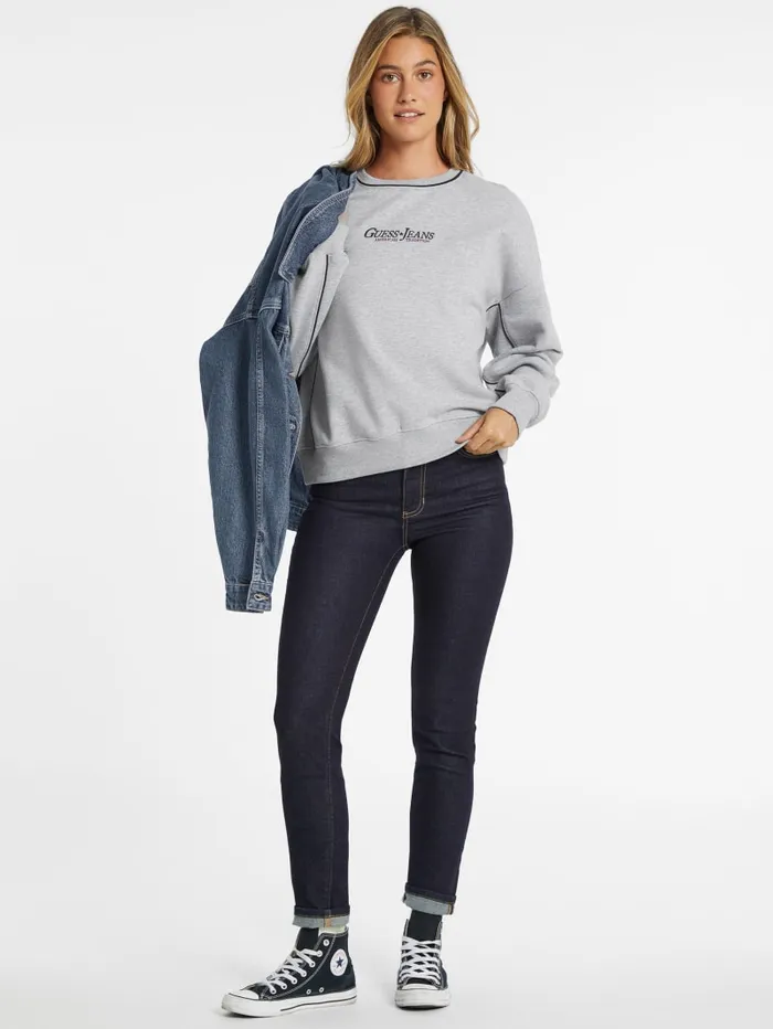 GUESS Activewear Oversized Contrast Piping Logo Sweatshirt Red 8211 Women