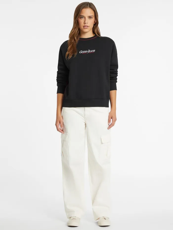 GUESS Activewear Oversized Contrast Piping Logo Sweatshirt Red 8211 Women
