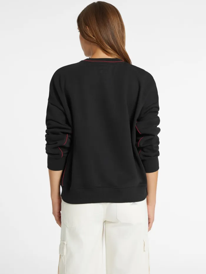 GUESS Activewear Oversized Contrast Piping Logo Sweatshirt Red 8211 Women