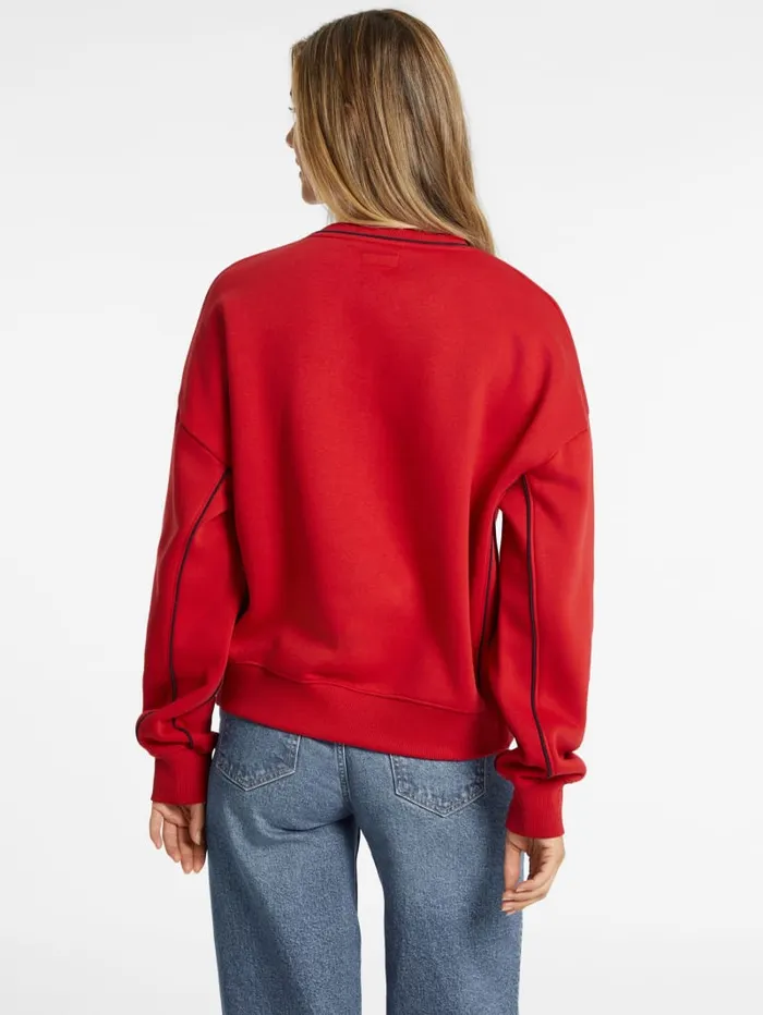 GUESS Activewear Oversized Contrast Piping Logo Sweatshirt Red 8211 Women