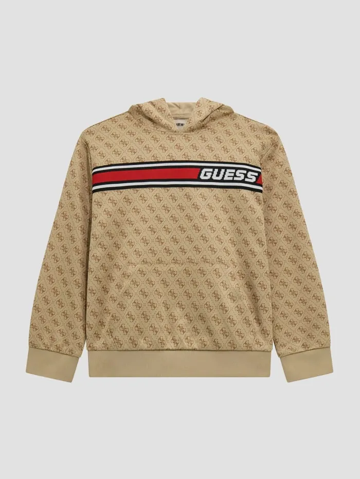 GUESS Big Boy 7 14 Eco Mini Me Signature Hoodie 816 Brown 8211 Kids