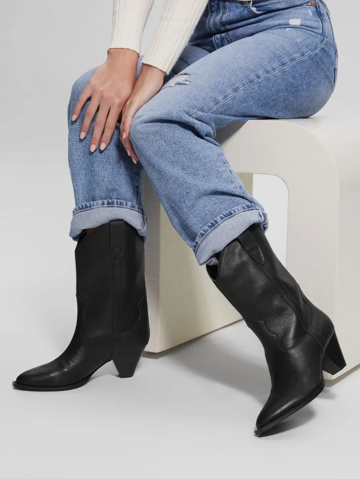 GUESS Boots and Booties Odilia Cowboy Boots Black 8211 Unisex