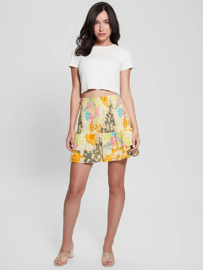 GUESS Bottoms Eco Toni Smocked Skirt Yellow 8211 Women