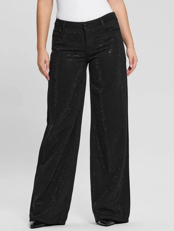 GUESS Bottoms Rhinestone Sexy Palazzo Pants Black 8211 Women