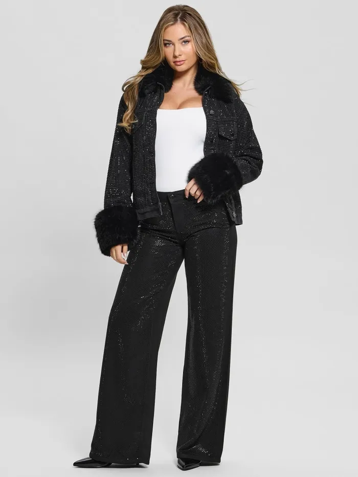 GUESS Bottoms Rhinestone Sexy Palazzo Pants Black 8211 Women