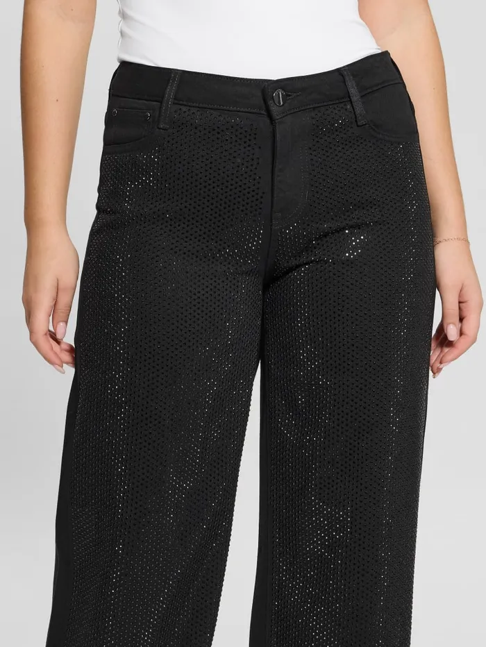 GUESS Bottoms Rhinestone Sexy Palazzo Pants Black 8211 Women