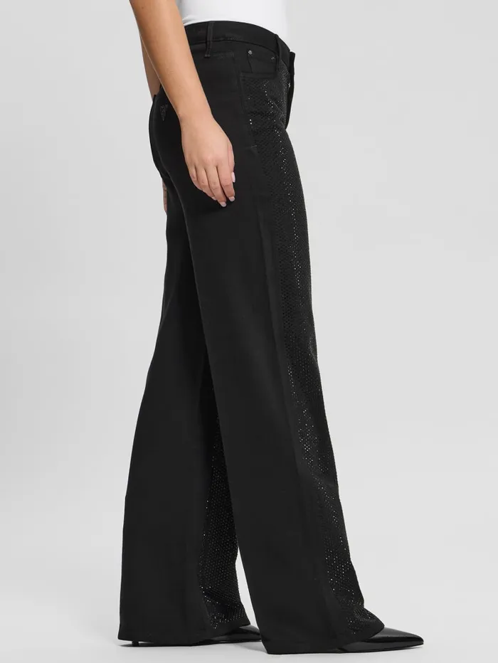 GUESS Bottoms Rhinestone Sexy Palazzo Pants Black 8211 Women