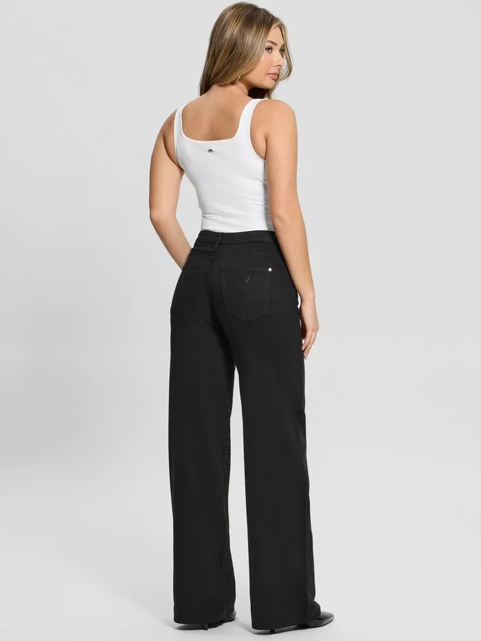 GUESS Bottoms Rhinestone Sexy Palazzo Pants Black 8211 Women