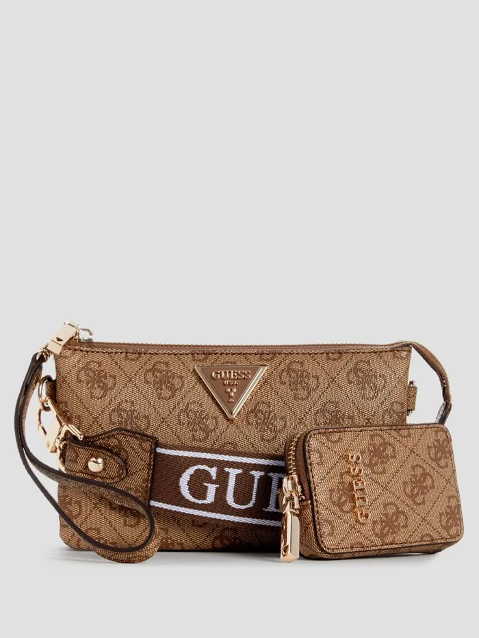 GUESS Crossbodies Latona Quattro G Mini Crossbody Brown 8211 Unisex