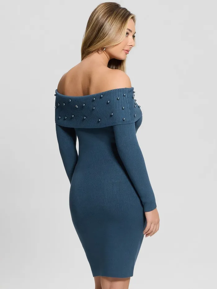 GUESS Dresses and Jumpsuits Eco Amber OfftheShoulder Cable Dress Blue 8211 Women