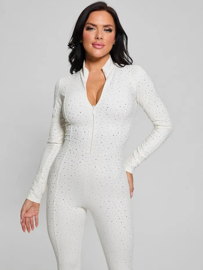 GUESS Dresses and Jumpsuits Nati Rhinestone Jumpsuit White 8211 Women