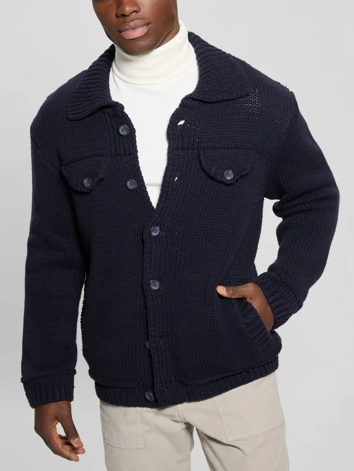 GUESS Gifts For Him Silas Trucker Sweater Blue 8211 Men