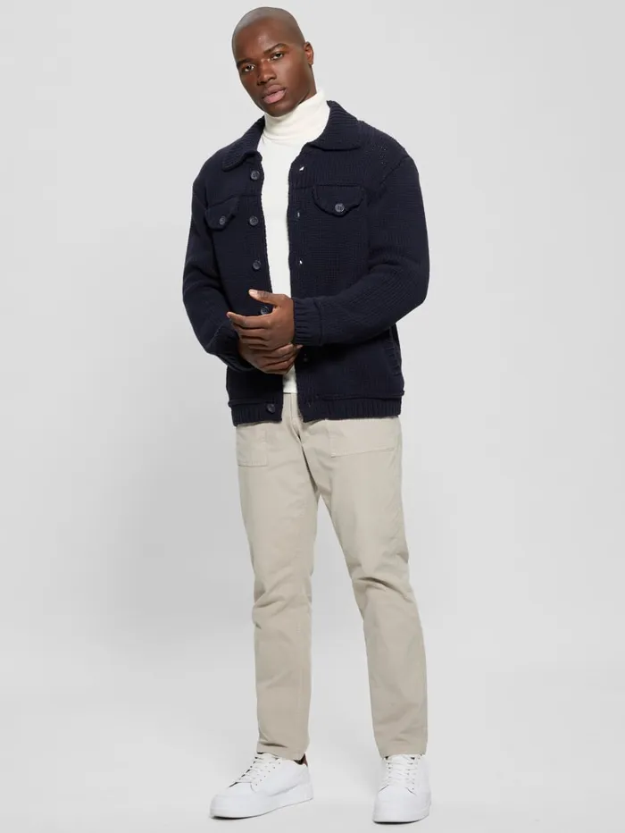 GUESS Gifts For Him Silas Trucker Sweater Blue 8211 Men