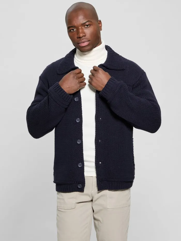 GUESS Gifts For Him Silas Trucker Sweater Blue 8211 Men