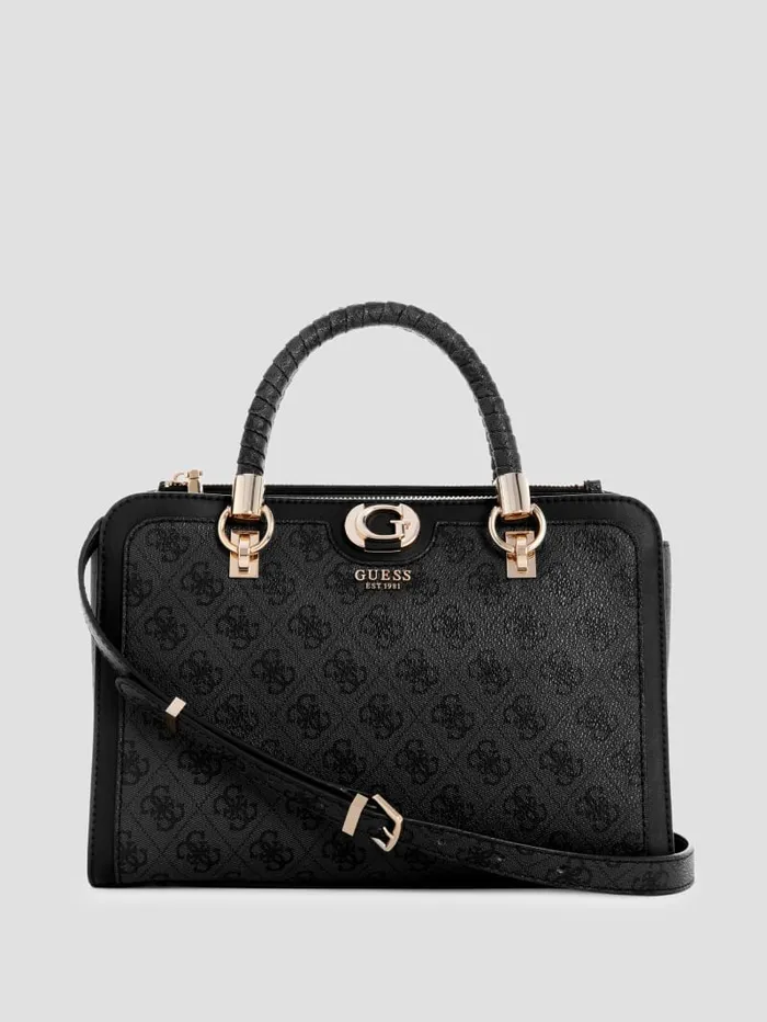 GUESS Handbags Orlina Logo Society Satchel Black 8211 Women