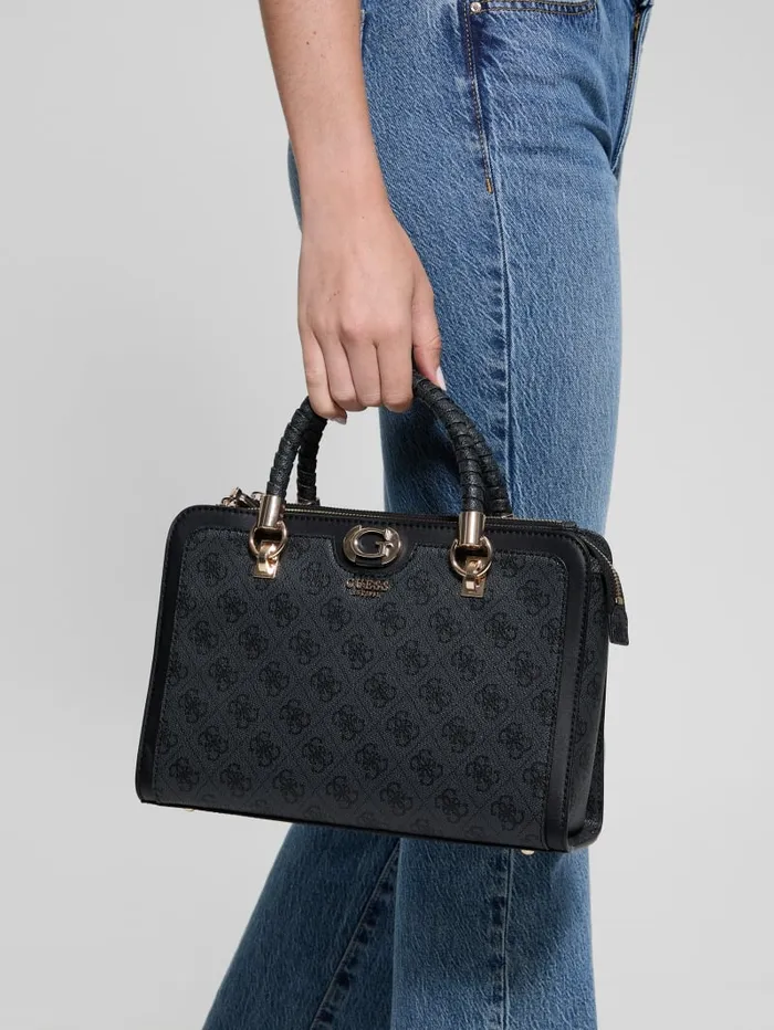 GUESS Handbags Orlina Logo Society Satchel Black 8211 Women