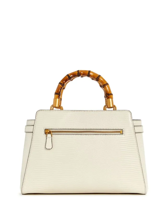 GUESS Handbags Sibel Bamboo Handle Satchel White 8211 Women