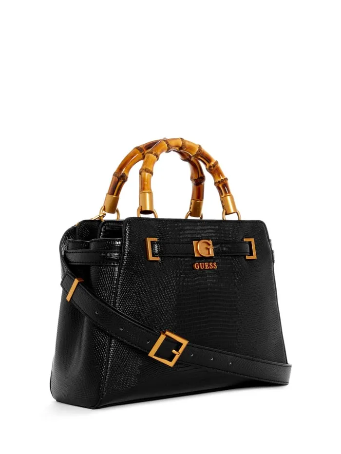 GUESS Handbags Sibel Bamboo Handle Satchel White 8211 Women