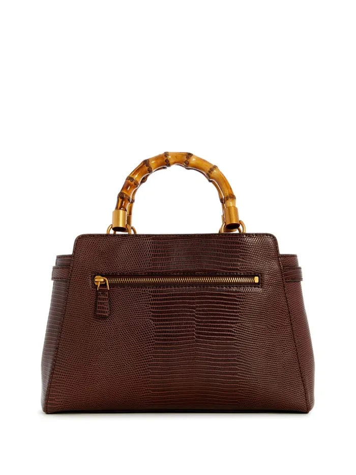 GUESS Handbags Sibel Bamboo Handle Satchel White 8211 Women