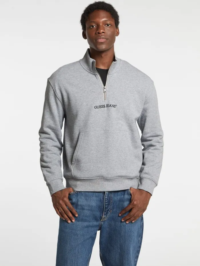 GUESS Hoodies and Sweaters Eco HalfZip Logo Sweater Black 8211 Men