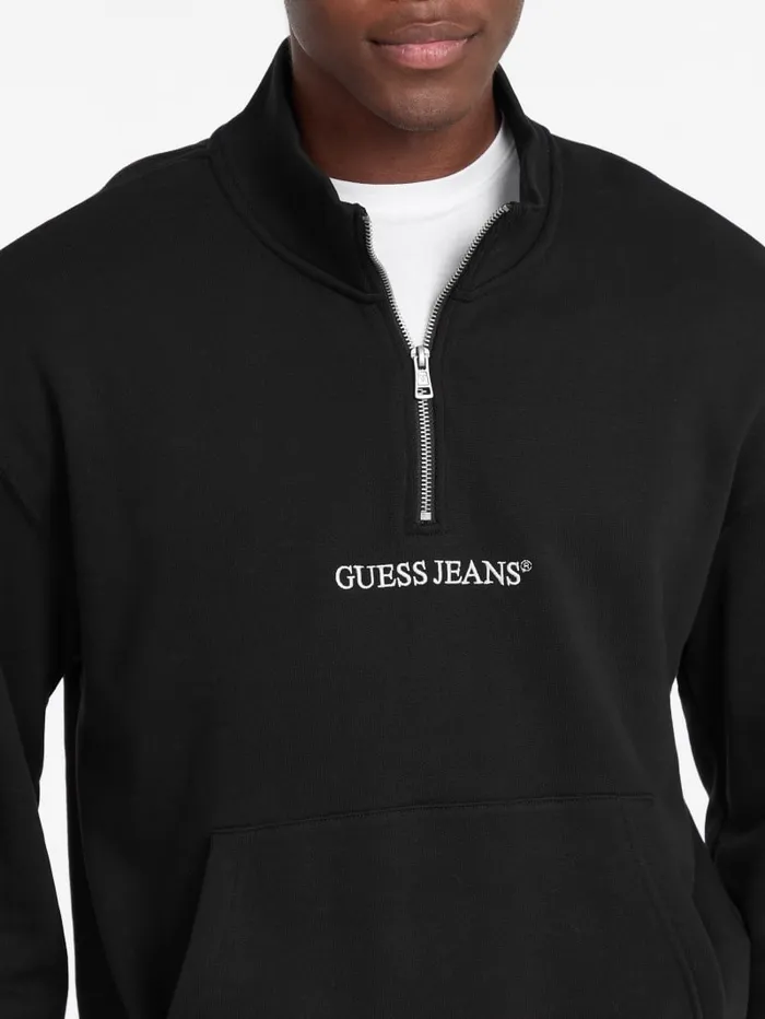 GUESS Hoodies and Sweaters Eco HalfZip Logo Sweater Black 8211 Men