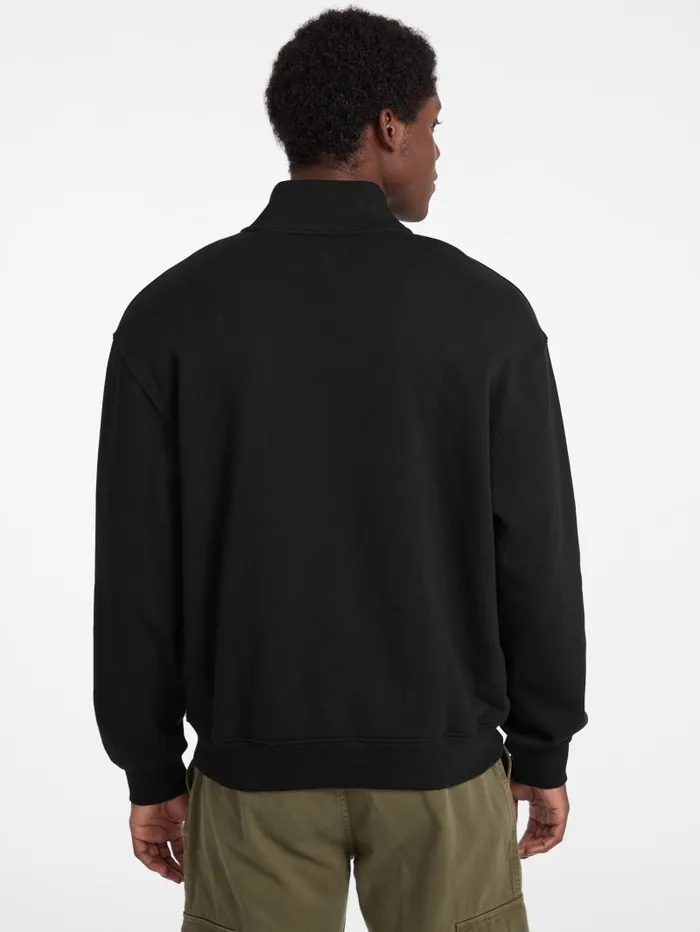GUESS Hoodies and Sweaters Eco HalfZip Logo Sweater Black 8211 Men