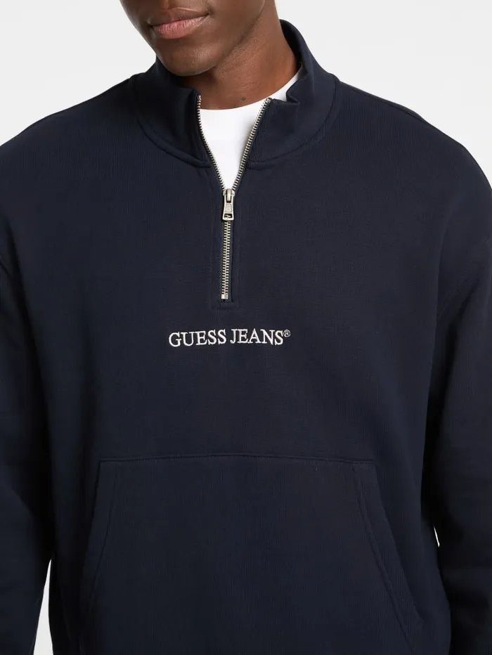 GUESS Hoodies and Sweaters Eco HalfZip Logo Sweater Black 8211 Men