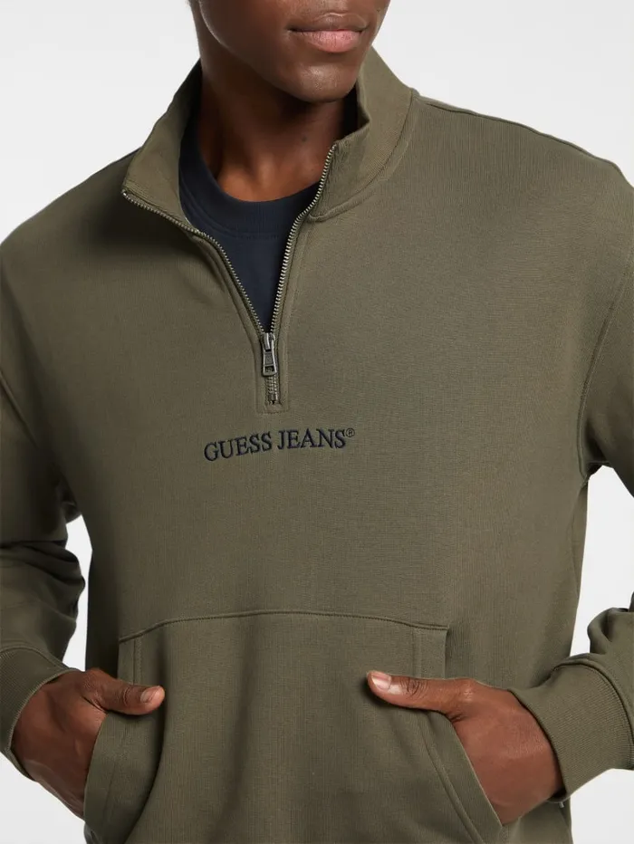 GUESS Hoodies and Sweaters Eco HalfZip Logo Sweater Black 8211 Men