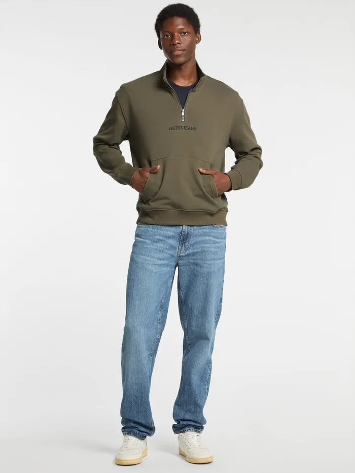 GUESS Hoodies and Sweaters Eco HalfZip Logo Sweater Black 8211 Men