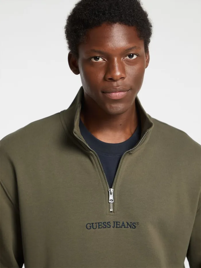 GUESS Hoodies and Sweaters Eco HalfZip Logo Sweater Black 8211 Men
