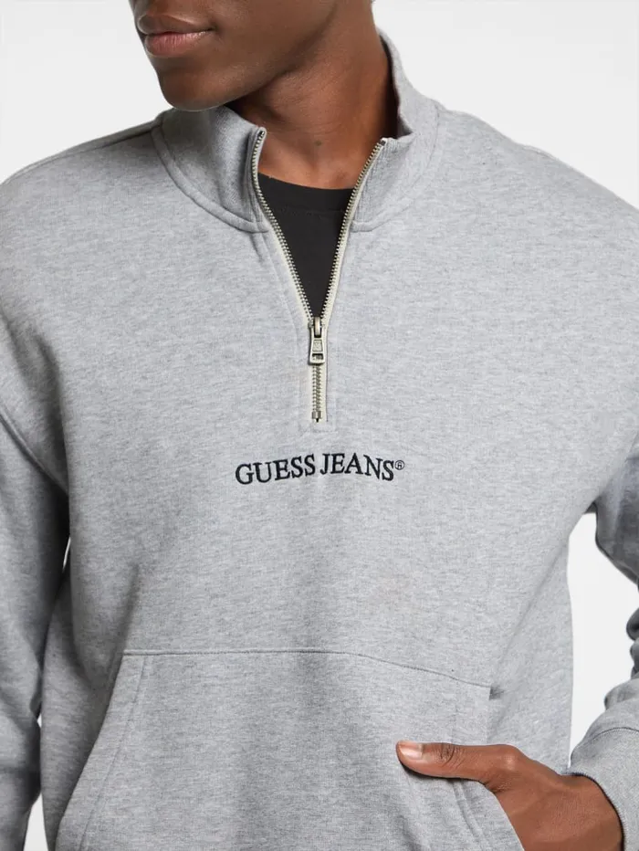 GUESS Hoodies and Sweaters Eco HalfZip Logo Sweater Black 8211 Men