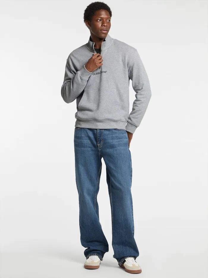 GUESS Hoodies and Sweaters Eco HalfZip Logo Sweater Black 8211 Men