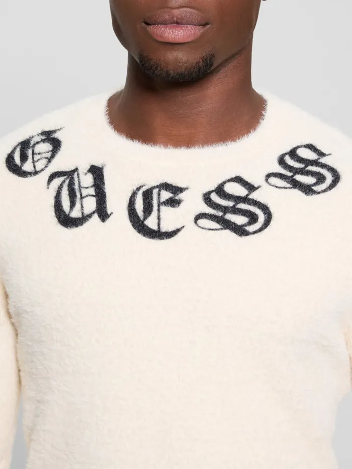 GUESS Hoodies and Sweaters Eddy Gothic Logo Sweater White 8211 Men