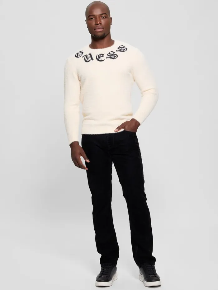 GUESS Hoodies and Sweaters Eddy Gothic Logo Sweater White 8211 Men