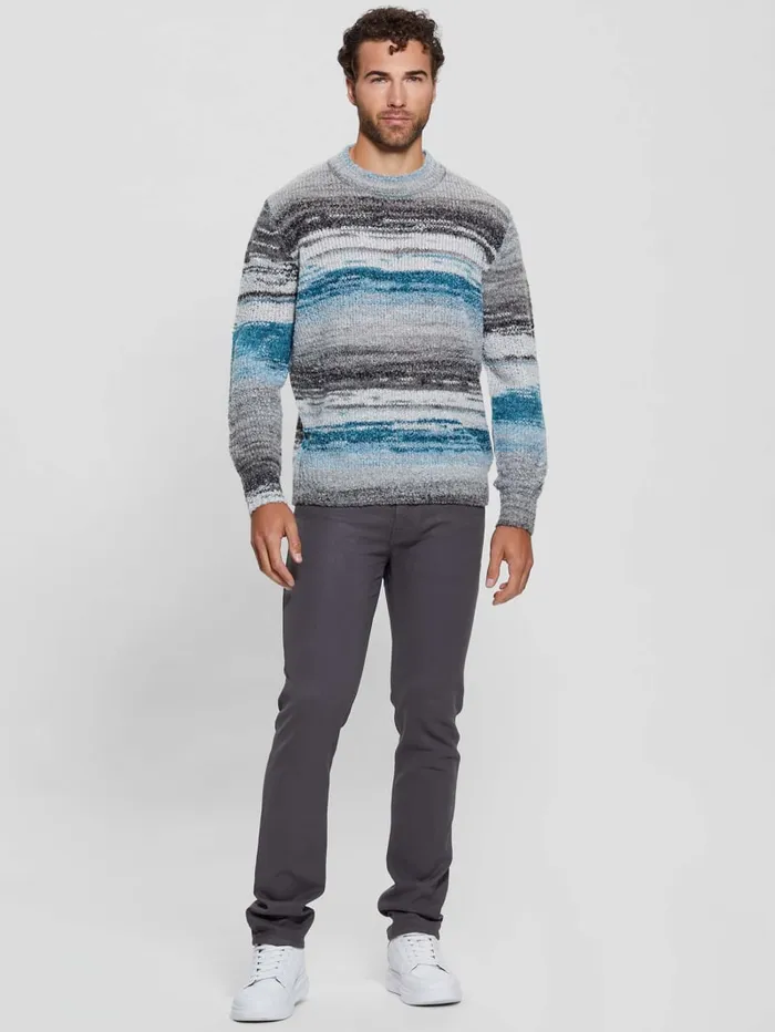 GUESS Hoodies and Sweaters Eged Space Dye Striped Sweater Blue 8211 Men
