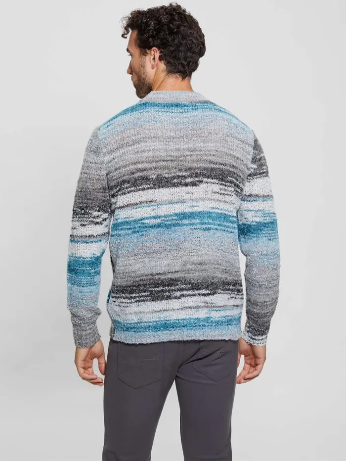GUESS Hoodies and Sweaters Eged Space Dye Striped Sweater Blue 8211 Men