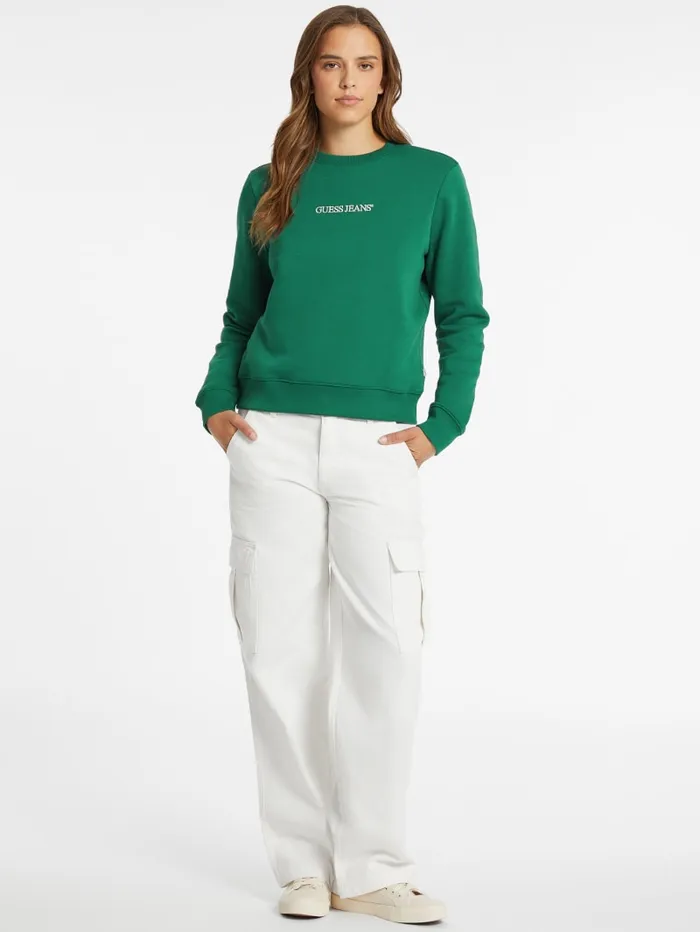 GUESS Hoodies and Sweaters Embroidered Logo Sweatshirt Green 8211 Women