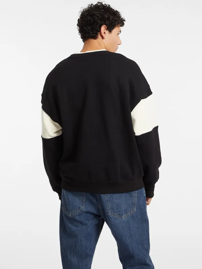 GUESS Hoodies and Sweaters Horizontal Stripe Crewneck Sweatshirt Black 8211 Men