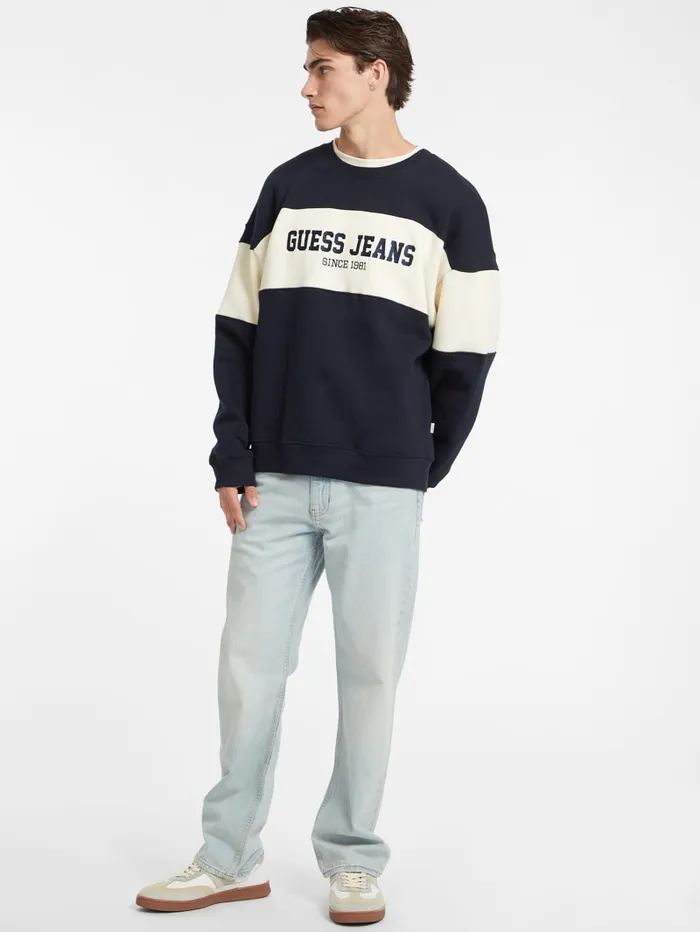 GUESS Hoodies and Sweaters Horizontal Stripe Crewneck Sweatshirt Black 8211 Men