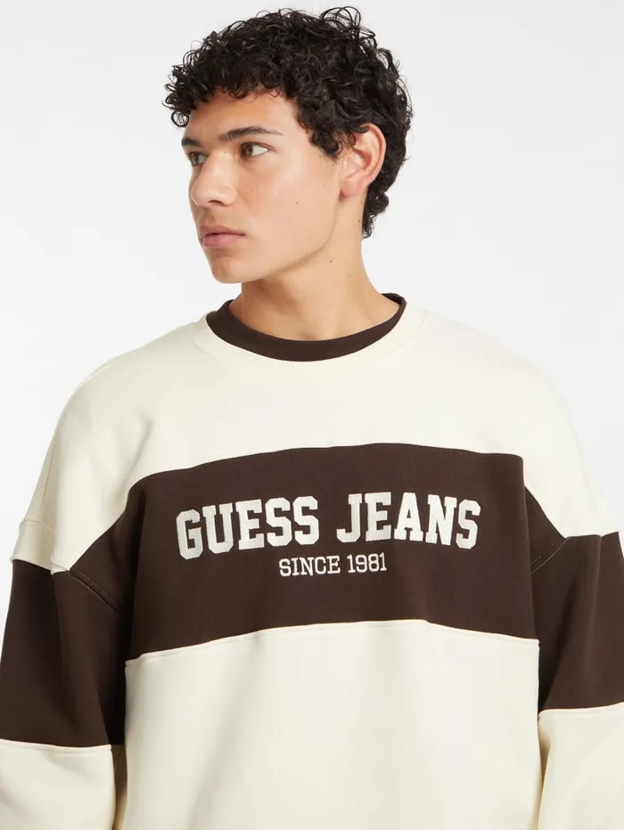 GUESS Hoodies and Sweaters Horizontal Stripe Crewneck Sweatshirt Black 8211 Men